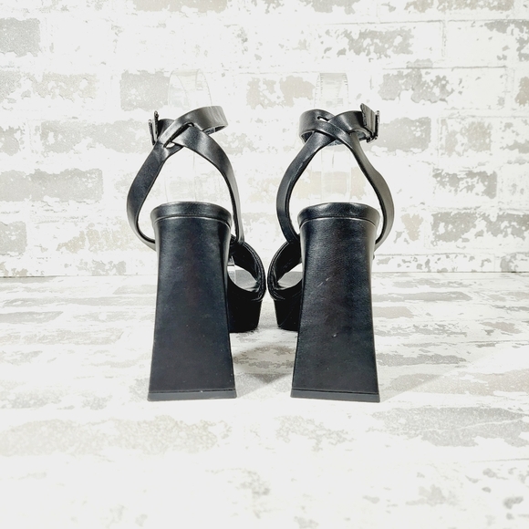 NEW Abound Tracy Black Faux Leather Open Toe Ankle Strap Heeled Sandals V449 - Picture 5 of 11